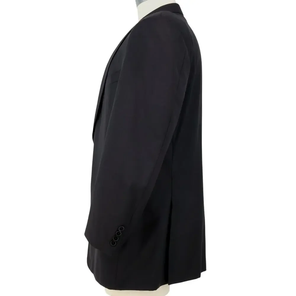 Canali Sport Coat Mens 56 IT 46R Black Gray Plaid Wool Lined Blazer Jacket Italy